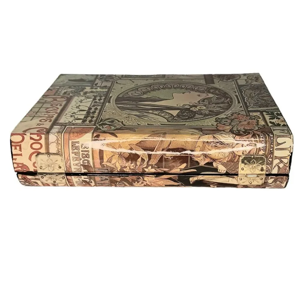 Decoupaged Laquer Box Alphonse Mucha La Peinture Laquered Trinket Jewelry Box
